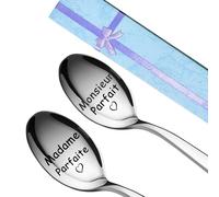 Cadeau Couple Cadeau Marriage Cuillère Monsieur Madame parfait Idee Cadeau Femme Mari,Saint-Valentin Anniversaire, Cuillère à Café/Dessert Cadeau Maries Amoureux avec Coffret