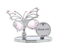 Cadeau Crystocraft Décoration Souvenir Papillon plaqué Chrome de Remerciement Thank You avec éléments en Cristal de Swarvoski