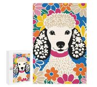 Cadeau D’Hiver - Cute Poodle Dog in Flowers, Puzzle À Exposer, 1000 PCS, pour Un Loisir Créatif en Intérieur