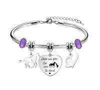 Cadeau d'amant animal,coeur d'argent drôle pendentif cheval bracelet 26 lettres initiales A - Z rappel bracelet bijoux fille sœur ami petite - fille nièce (V)