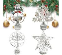 Cadeau d'amitié de Noël, « Les Bons voisins sont comme des étoiles », Pendentif en Alliage avec Inscription de Noël, décoration d'étoile de en métal à Suspendre avec Inscription de bénédiction (4PCS)