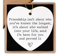 Cadeau d'amitié pour femme - Décoration de Noël en céramique - Plaque en forme de cœur avec inscription « I'm Here for You and Proved It Best Friend » - Cadeau d'anniversaire pour femme, sœur, amie