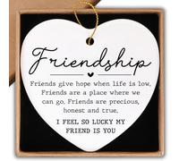 Cadeau d'amitié pour femme, décoration de Noël en céramique, plaque en forme de cœur, inscription Friends Give Hope When Life is Low, cadeau d'anniversaire pour femme, sœur, amie