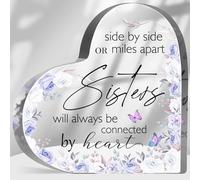 Cadeau d'amitié pour femme, sœur Side by Side or Miles Apart Sisters Are Always Connected by Heart en acrylique, souvenir d'anniversaire pour meilleure amie