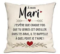 Cadeau d'Amour Mari Anniversaire Saint-Valentin Nol Oreiller Housse de Coussin avec Message J'espre Que Chaque Fois Que tu Serres cet Oreiller, il Te rappeler Combien Je t'aime