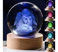 Cadeau d'ange 3D pour Femme - Boule de Cristaux de 60 mm - Figurines d'ange décoratives en Verre pour Chambre d'anniversaire pour Meilleure Amie, Amoureuse