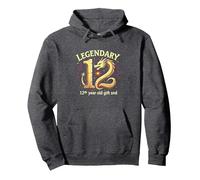 Cadeau d'anniversaire 12e Anniversaire de Douze et légendaires Dragons Sweat à Capuche, Unisexe pour Adultes, Chiné Foncé, M