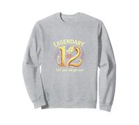 Cadeau d'anniversaire 12e Anniversaire de Douze et légendaires Dragons Sweatshirt, Unisexe pour Adultes, Gris Chiné, L