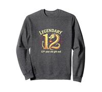 Cadeau d'anniversaire 12e Anniversaire de Douze et légendaires Dragons Sweatshirt, Unisexe pour Adultes, Chiné Foncé, XL