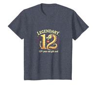 Cadeau d'anniversaire 12e Anniversaire de Douze et légendaires Dragons T-Shirt, Enfant, Bleu Chiné, 3 Ans