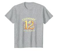 Cadeau d'anniversaire 12e Anniversaire de Douze et légendaires Dragons T-Shirt, Enfant, Gris Chiné, 8 Ans