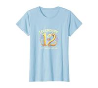 Cadeau d'anniversaire 12e Anniversaire de Douze et légendaires Dragons T-Shirt, Femme, Bleu Céleste, M