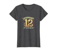 Cadeau d'anniversaire 12e Anniversaire de Douze et légendaires Dragons T-Shirt, Femme, Chiné Foncé, M