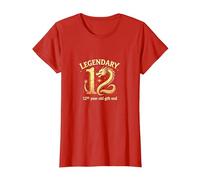 Cadeau d'anniversaire 12e Anniversaire de Douze et légendaires Dragons T-Shirt, Femme, Rouge, M