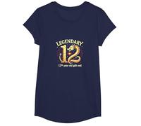 Cadeau d'anniversaire 12e Anniversaire de Douze et légendaires Dragons T-Shirt, Fille, Bleu Marine, S