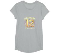 Cadeau d'anniversaire 12e Anniversaire de Douze et légendaires Dragons T-Shirt, Fille, Gris Chiné, L