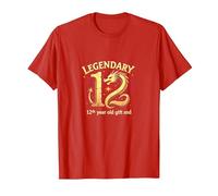 Cadeau d'anniversaire 12e Anniversaire de Douze et légendaires Dragons T-Shirt, Homme, Rouge, M