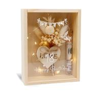 Cadeau d'anniversaire,18 Ans pour Cadeau en Espèces,Boîte Cadeau Happy Birthday + Fleurs Séchées + Tubes à Essai + Guirlande Lumineuse LED + Carte,Idée Cadeau d'argent pour 18 Ans Fille Garçons