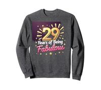 Cadeau d'anniversaire 29 Ans : célébration des années Fabuleuses Sweatshirt, Unisexe pour Adultes, Chiné Foncé, XL
