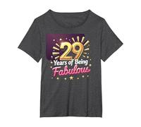 Cadeau d'anniversaire 29 Ans : célébration des années Fabuleuses T-Shirt, Femme Grandes Tailles, Chiné Foncé, 2X