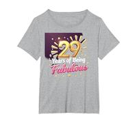Cadeau d'anniversaire 29 Ans : célébration des années Fabuleuses T-Shirt, Femme Grandes Tailles, Gris Chiné, 3X