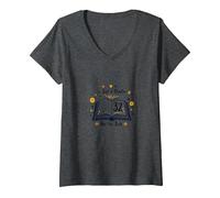 Cadeau d'anniversaire : 32 is Just a Chapter, Not The Book T-Shirt avec Col en V, Femme, Chiné Foncé, M