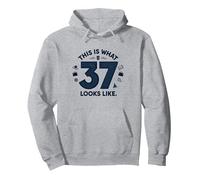 Cadeau d'anniversaire 37 Ans : « This is What 37 Looks Like » Sweat à Capuche, Unisexe pour Adultes, Gris Chiné, S