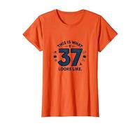 Cadeau d'anniversaire 37 Ans : « This is What 37 Looks Like » T-Shirt, Femme, Orange, 3XL