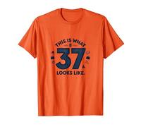 Cadeau d'anniversaire 37 Ans : « This is What 37 Looks Like » T-Shirt, Homme, Orange, XXL