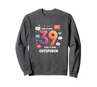 Cadeau d'anniversaire : 39 Ans de célébration Franc Sweatshirt, Unisexe pour Adultes, Chiné Foncé, S