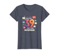 Cadeau d'anniversaire : 39 Ans de célébration Franc T-Shirt, Femme, Bleu Chiné, XS