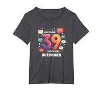 Cadeau d'anniversaire : 39 Ans de célébration Franc T-Shirt, Femme Grandes Tailles, Chiné Foncé, 4X