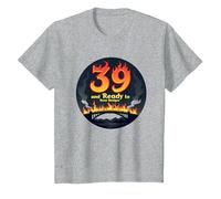 Cadeau d'anniversaire : 39 Ans et prêt à brûler Les ponts avec Citation Amusante T-Shirt, Enfant, Gris Chiné, 10 Ans