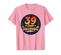 Cadeau d'anniversaire : 39 Ans et prêt à brûler Les ponts avec Citation Amusante T-Shirt, Homme, Rose, XXL