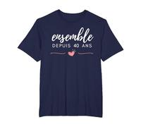 Cadeau d'anniversaire 40 Ans De Mariage T-Shirt, Homme Grandes Tailles, Bleu Marine, 3X Tall