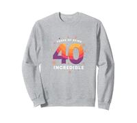 Cadeau d'anniversaire 40 Ans : Years of Being Incredible Celebration Sweatshirt, Unisexe pour Adultes, Gris Chiné, XXL