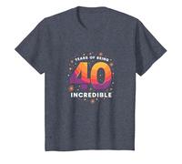 Cadeau d'anniversaire 40 Ans : Years of Being Incredible Celebration T-Shirt, Enfant, Bleu Chiné, 2 Ans