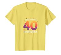 Cadeau d'anniversaire 40 Ans : Years of Being Incredible Celebration T-Shirt, Enfant, Citron, 4 Ans