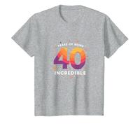 Cadeau d'anniversaire 40 Ans : Years of Being Incredible Celebration T-Shirt, Enfant, Gris Chiné, 6 Ans