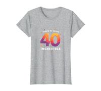 Cadeau d'anniversaire 40 Ans : Years of Being Incredible Celebration T-Shirt, Femme, Gris Chiné, XL