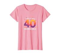 Cadeau d'anniversaire 40 Ans : Years of Being Incredible Celebration T-Shirt, Femme, Rose, XL