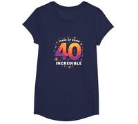 Cadeau d'anniversaire 40 Ans : Years of Being Incredible Celebration T-Shirt, Fille, Bleu Marine, L