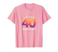 Cadeau d'anniversaire 40 Ans : Years of Being Incredible Celebration T-Shirt, Homme, Rose, XXL