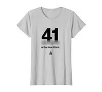 Cadeau d'anniversaire : 41 is The New Black Funny Age Humour T-Shirt, Femme, Argent, L