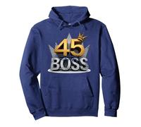 Cadeau d'anniversaire : 45 Years of Being a Boss Anniversary Crown Sweat à Capuche, Unisexe pour Adultes, Bleu Marine, L