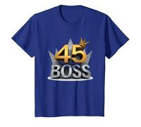 Cadeau d'anniversaire : 45 Years of Being a Boss Anniversary Crown T-Shirt, Enfant, Bleu Royal, 3 Ans