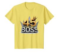 Cadeau d'anniversaire : 45 Years of Being a Boss Anniversary Crown T-Shirt, Enfant, Citron, 12 Ans