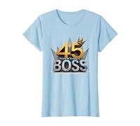 Cadeau d'anniversaire : 45 Years of Being a Boss Anniversary Crown T-Shirt, Femme, Bleu Céleste, XL
