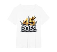 Cadeau d'anniversaire : 45 Years of Being a Boss Anniversary Crown T-Shirt, Femme Grandes Tailles, Blanc, 6X
