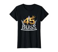 Cadeau d'anniversaire : 45 Years of Being a Boss Anniversary Crown T-Shirt, Femme, Noir, 3XL